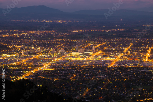 This photo was shot high up on the hill overlooking christchurch city of new zealand.