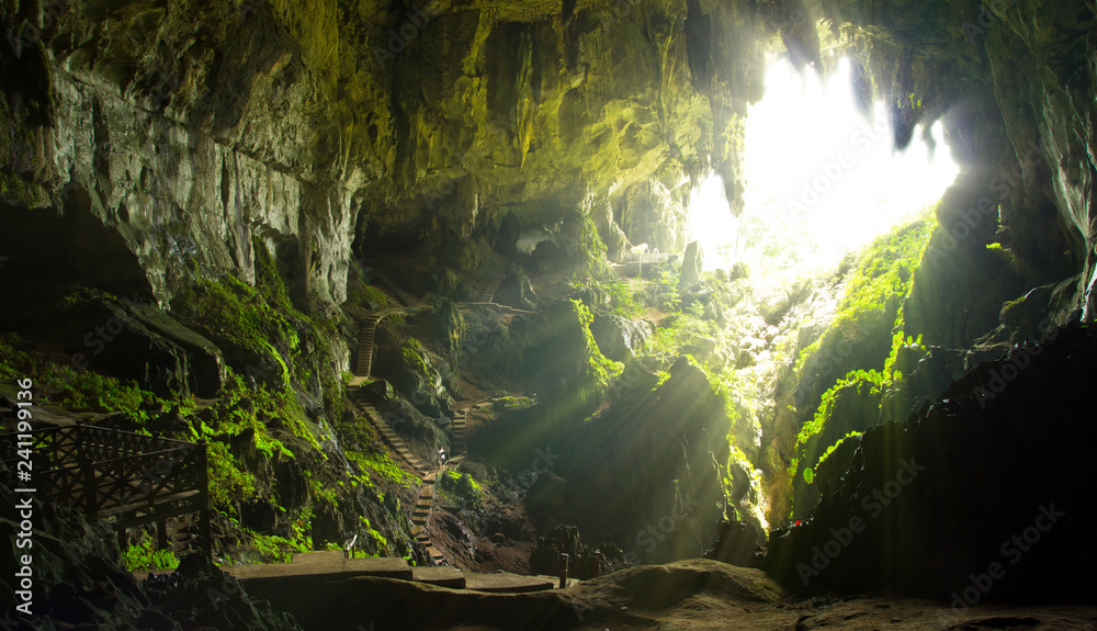Cave shot of Borneo in Asia. Beautiful light ray.