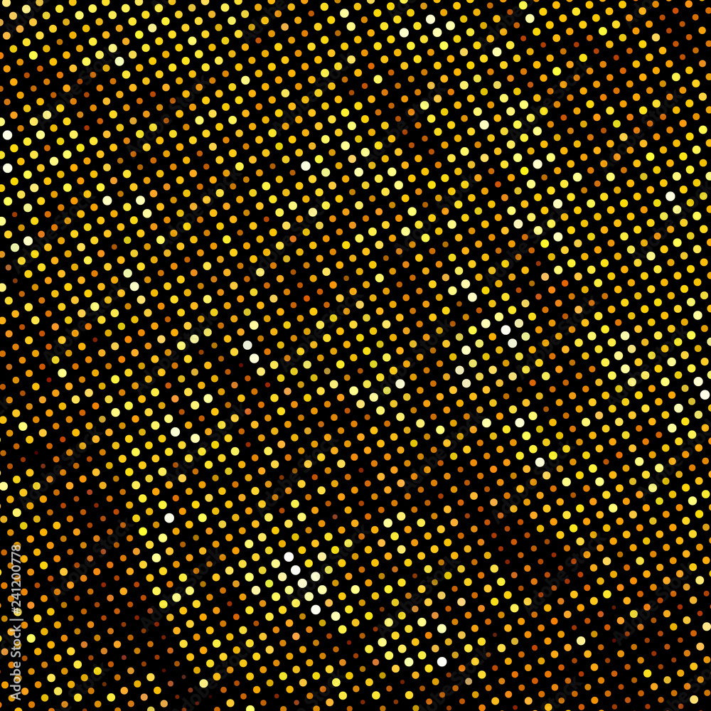 Naklejka premium Panel with circles, dots, points of different shades of Golden color. 
