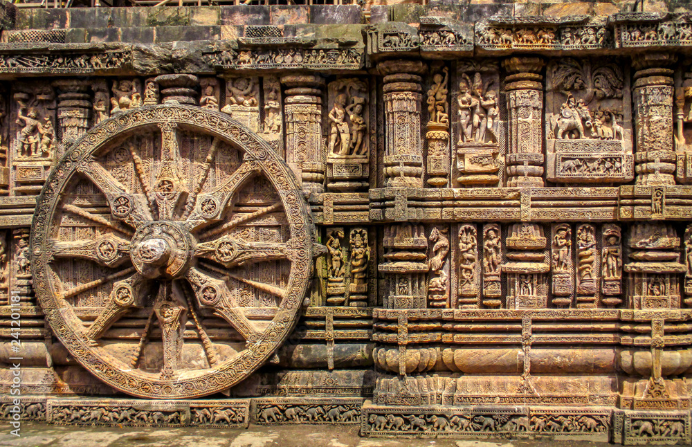 A Wheel Of 29 Stone Wheels Of The Sun Temple In Odisha, India.