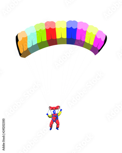 vector illustration of a man with parachute