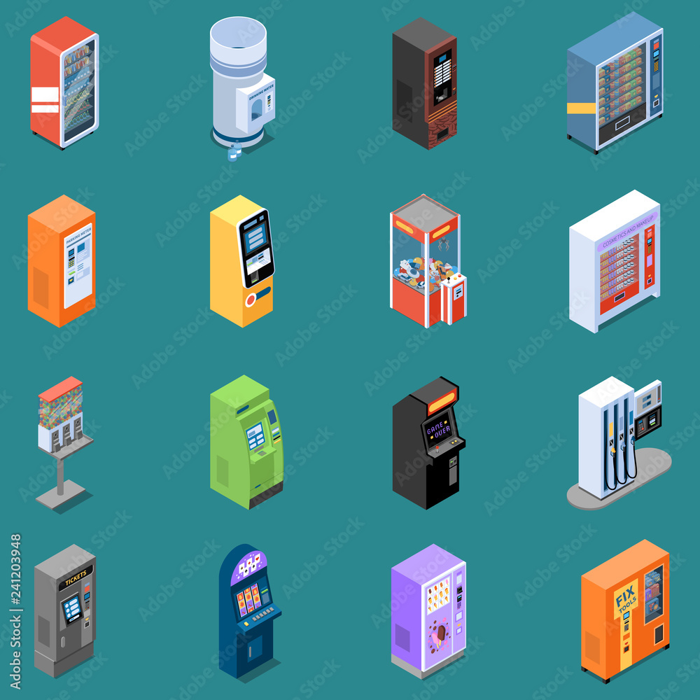 Vending Machines Isometric Icons Stock Vector | Adobe Stock