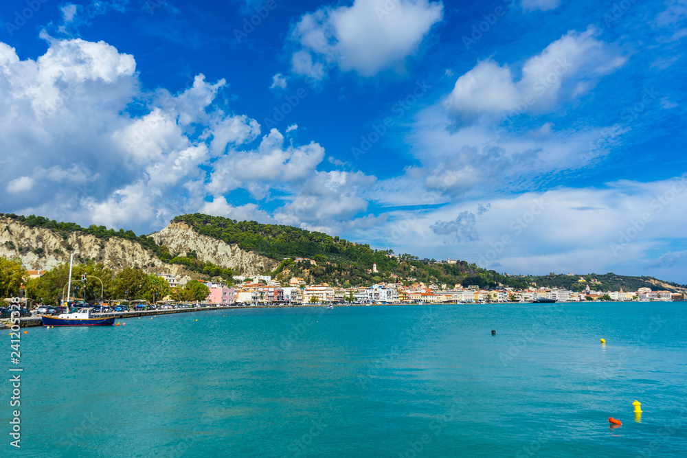 Greece, Zakynthos, Beautiful landscape of zante town along azure waters Greece, Zakynthos, Beautiful landscape of zante town along azure waters