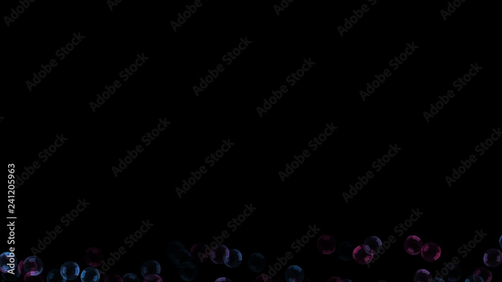 Background with a variety of multi-colored translucent soap bubbles.