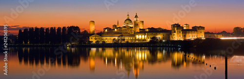 Mantova, skyline del centro storico riflesso nel lago di Mezzo. photo