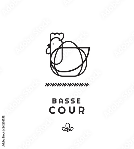 Poule, cocotte, dessin, graphique, marque, design, motif, trait, logo