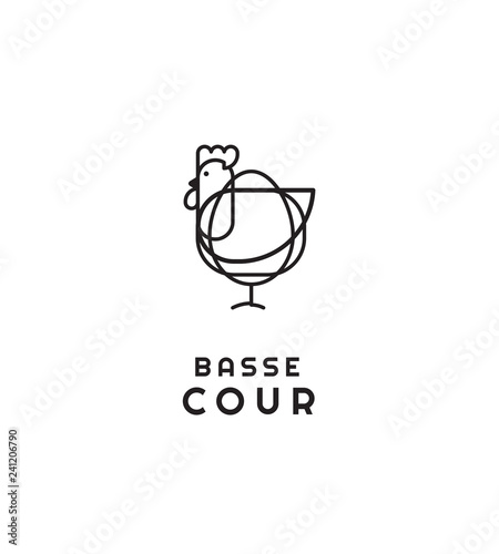 Poule, cocotte, dessin, graphique, marque, design, motif, trait, logo