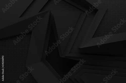 abstract black graphic background 3d illustration pattern.