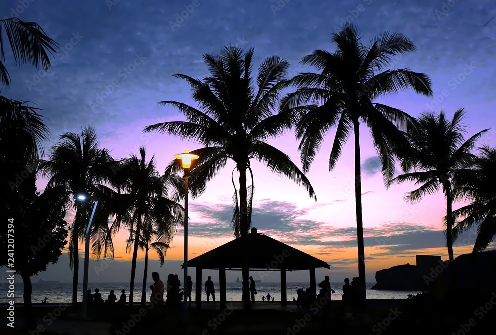 Tropical Beach Scene after Sunset