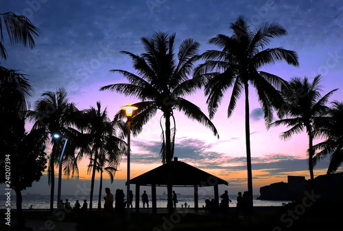 Tropical Beach Scene after Sunset