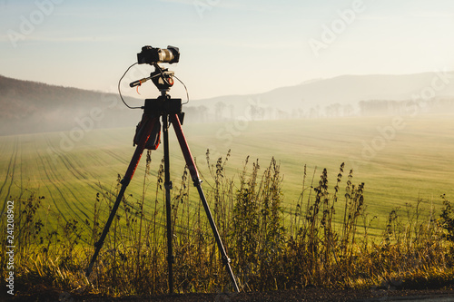 Camera taking picture film of nature