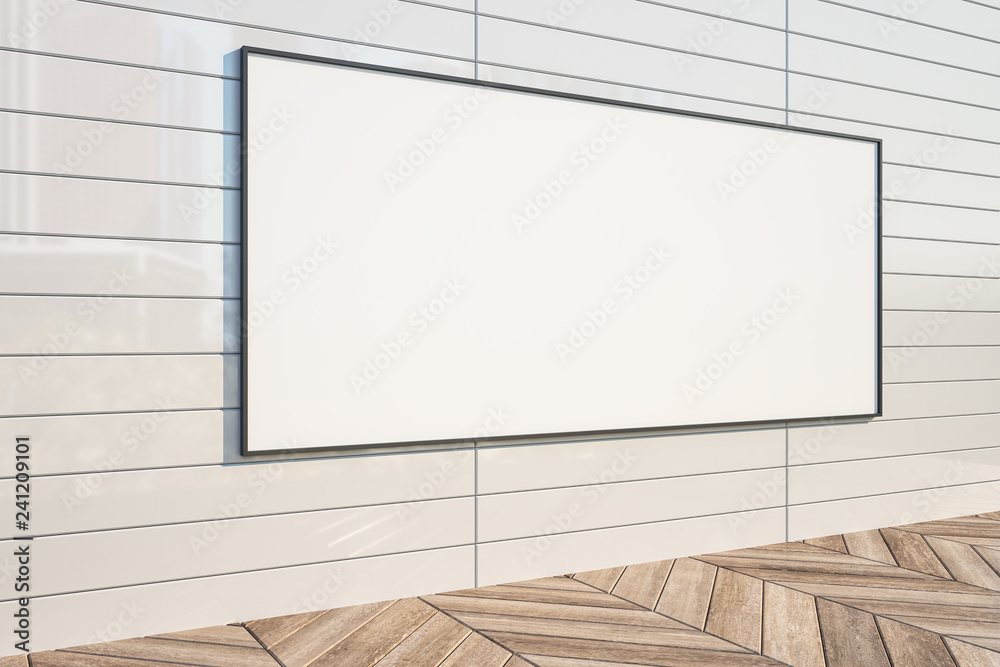 Empty billboard on tile background Empty billboard on tile background