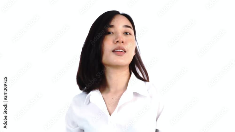 Slow motion of young Asian Thai woman walk and turn her head to show her hair flow Slow motion of young Asian Thai woman walk and turn her head to show her hair flow