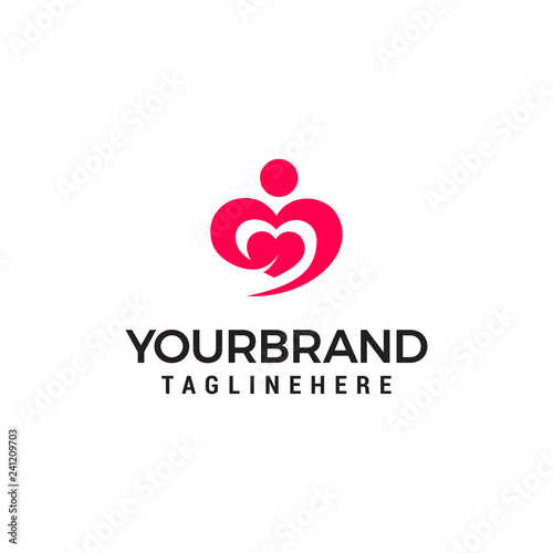 Hugging heart symbol, hug and love yourself logo design template