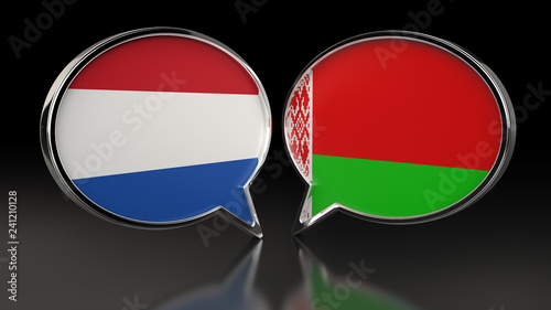 Free Download Netherlands and Ukraine flags with Speech Bubbles. 3D illustration - GFXLoad