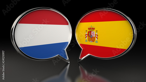 Free Download Netherlands and Ukraine flags with Speech Bubbles. 3D illustration - GFXLoad