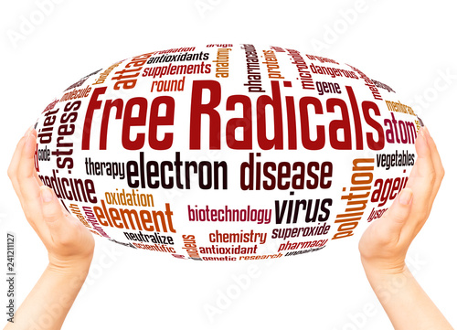 Free radicals word cloud hand sphere concept