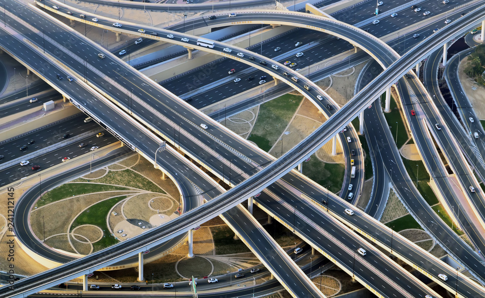 Εκτύπωση καμβά aerial view of highway interchange