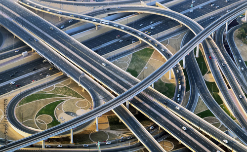 aerial view of highway interchange