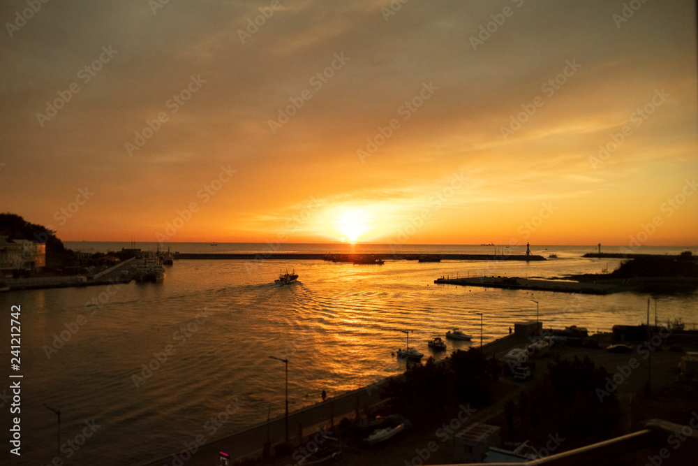 korean harbor sunrise