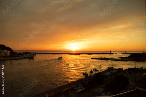 korean harbor sunrise