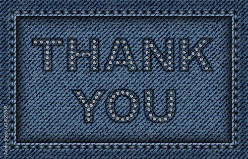 Thank sign on blue denim