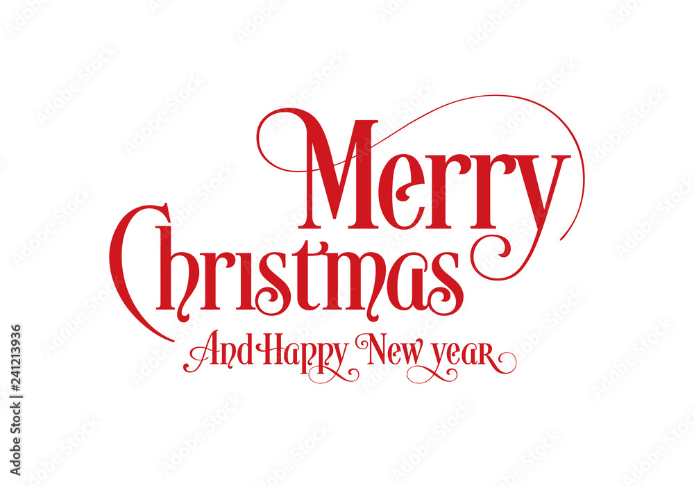 Happy Christmas Lettering Calligraphy Text Art Design With White Background. Merry Christmas Text Design Vector Logo, Typography.