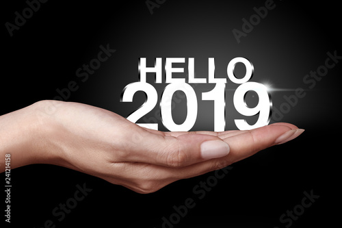 Hello 2019 with hand.