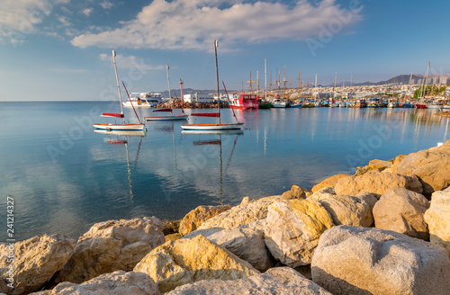 Morning in marina with moored yachts and pleasured boats in Eilat – famous to...