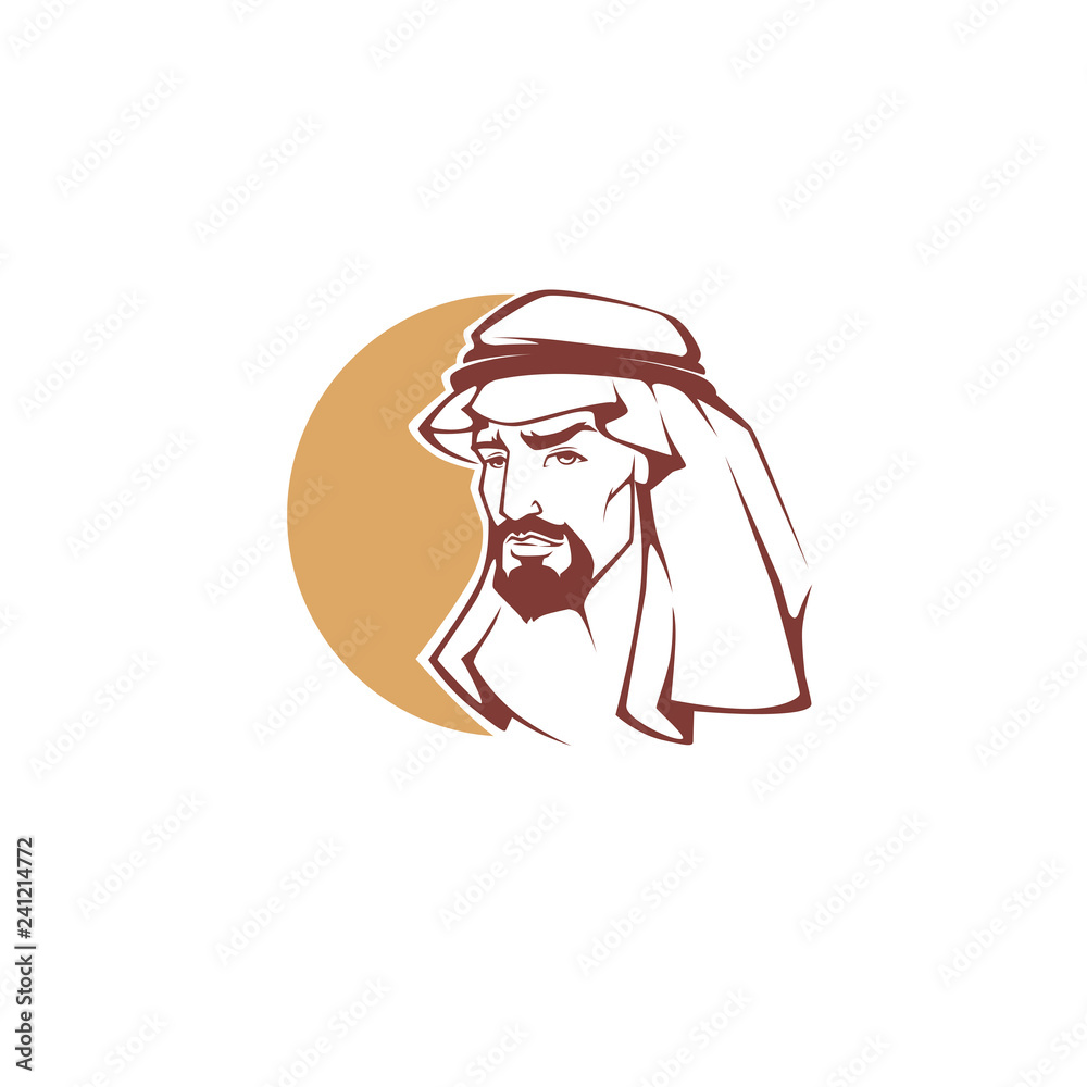 handsome arabian man for your logo, label, emblem