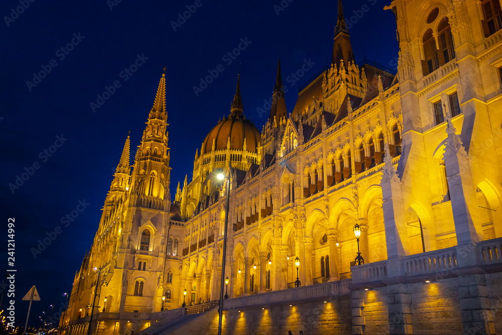 Ancient buildings of the Hungarian Parliament and medieval temples and buildings