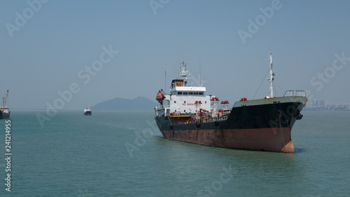 Malaysia, industrial ship or tanker, boat mooreed on the ocean