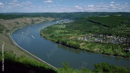 Famous popular Wine Village of Boppard at Rhine River, Rhine Valley is UNESCO World Heritage Site. middle Rhine Valley, Germany. July 2017 photo