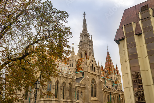 Fototapeta Naklejka Na Ścianę i Meble -  Old church on the street in the center of Budapest. Hungary