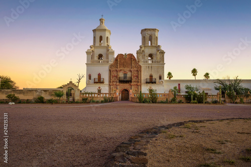 Sunrise at the San Xavier Mission Church in Tucson