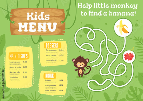 Kids food menu design template