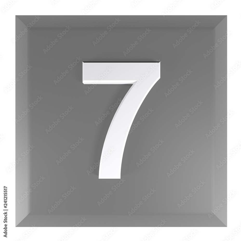 Number 7 square black push button - 3D rendering illustration Number 7 square black push button - 3D rendering illustration