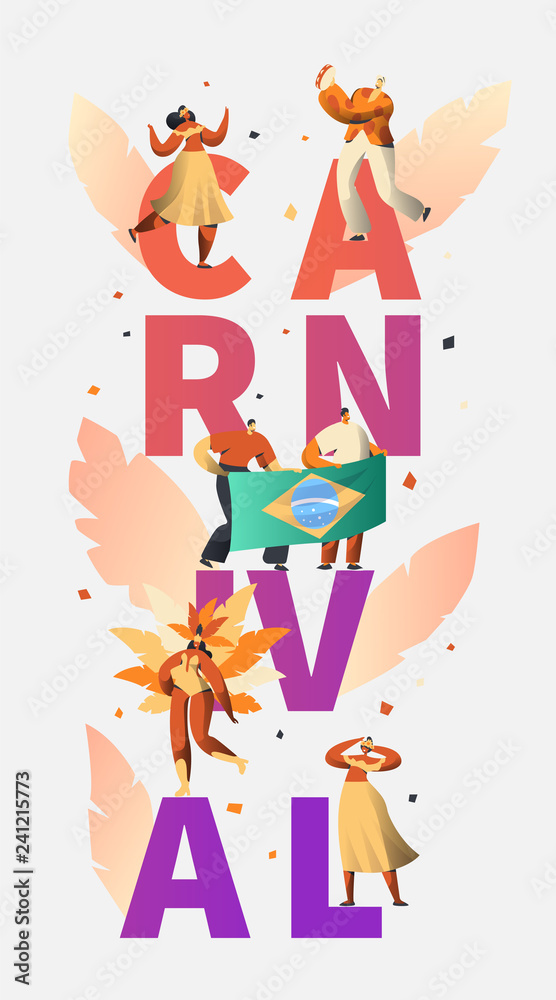 Fototapeta premium Brazil Carnival Party Character Dancer Poster Typography