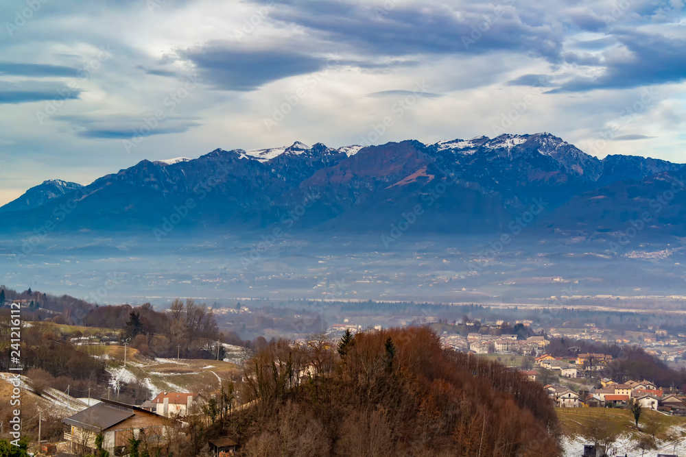 View from the castle of Zumelle to Mel, at the Borgo val Belluna, Belluno - Italy