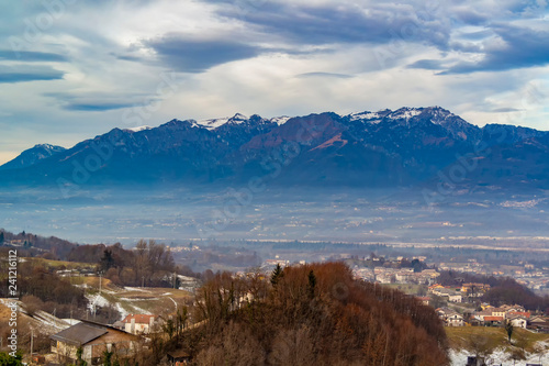 View from the castle of Zumelle to Mel, at the Borgo val Belluna, Belluno - Italy