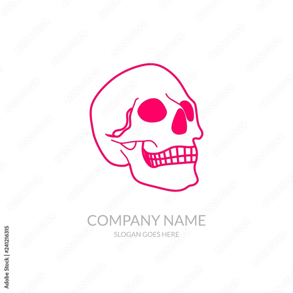 Skull Vector Icon Outline Pink Community Business Company Stock Logo Design Template