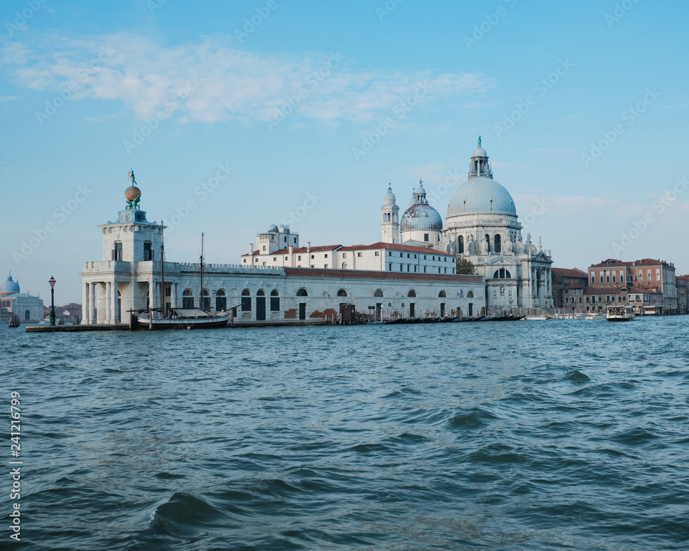 Venice, Italy, September 16, 2018 - View of the island of Dorsoduro and the Basilica of Santa Maria Della Salute