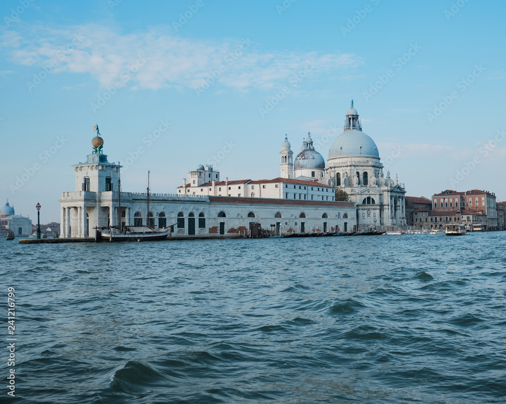 Venice, Italy, September 16, 2018 - View of the island of Dorsoduro and the Basilica of Santa Maria Della Salute Venice, Italy, September 16, 2018 - View of the island of Dorsoduro and the Basilica of Santa Maria Della Salute