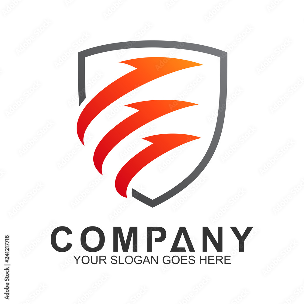 shield letter E with arrow shape business logo template shield letter E with arrow shape business logo template
