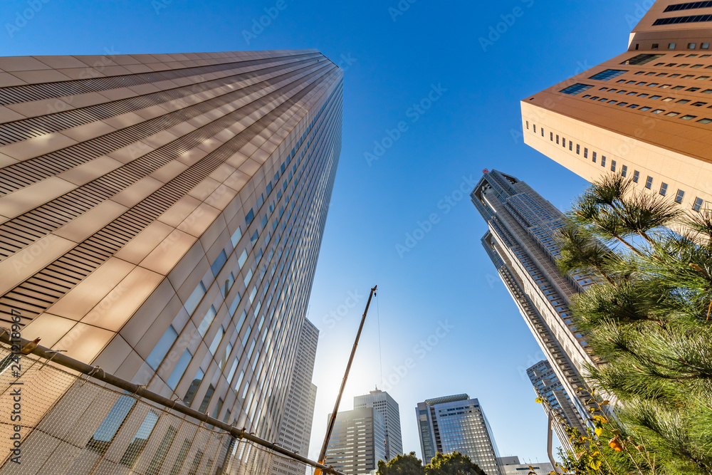 Obraz premium 高層ビルと太陽の光