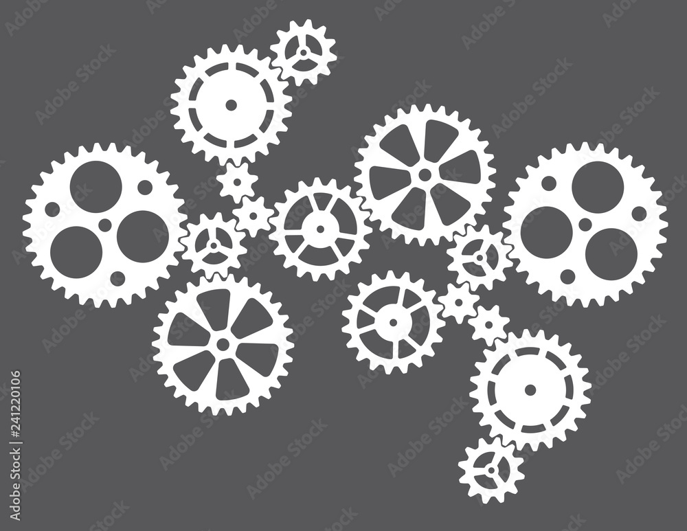 Cogwheels gears connected system. Cooperation or teamwork concept or steampunk style mechanism. Cogwheels gears connected system. Cooperation or teamwork concept or steampunk style mechanism.
