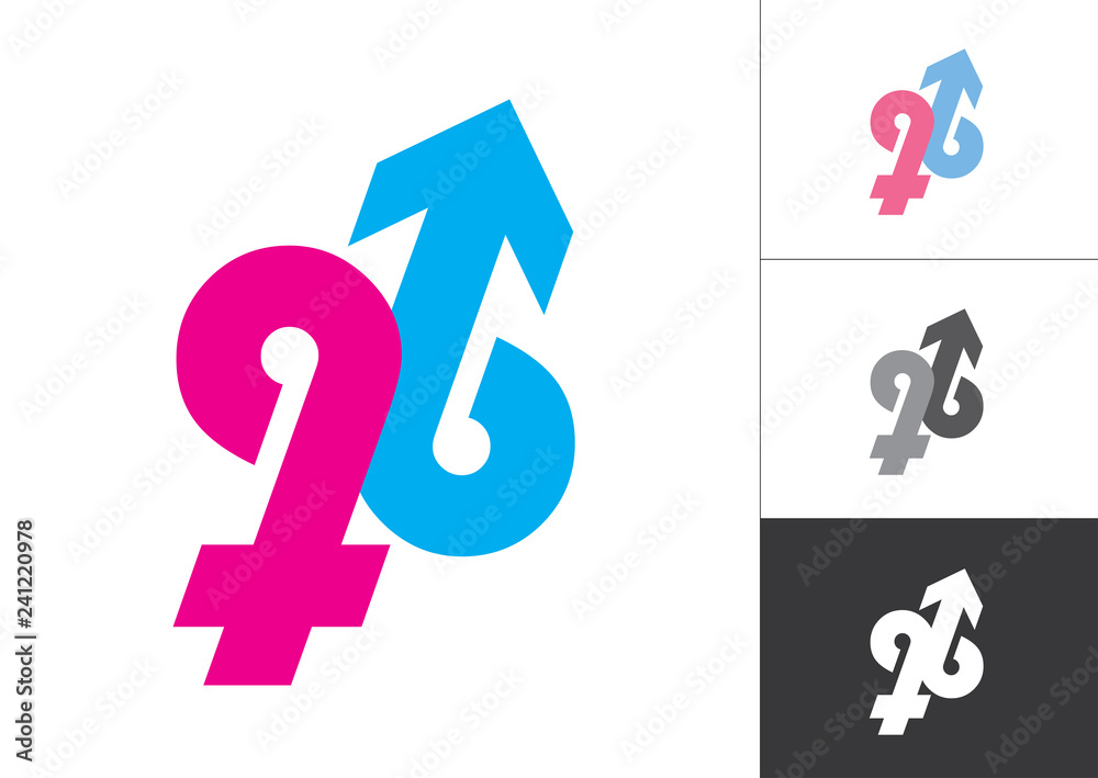 Gender Symbol Made With Initial Number 96. Pink Women and Blue Man Venus and Mars Signs Vector Icons Flat, Infographic, Paperwork, Vector Design. Gender Symbol Made With Initial Number 96. Pink Women and Blue Man Venus and Mars Signs Vector Icons Flat, Infographic, Paperwork, Vector Design.