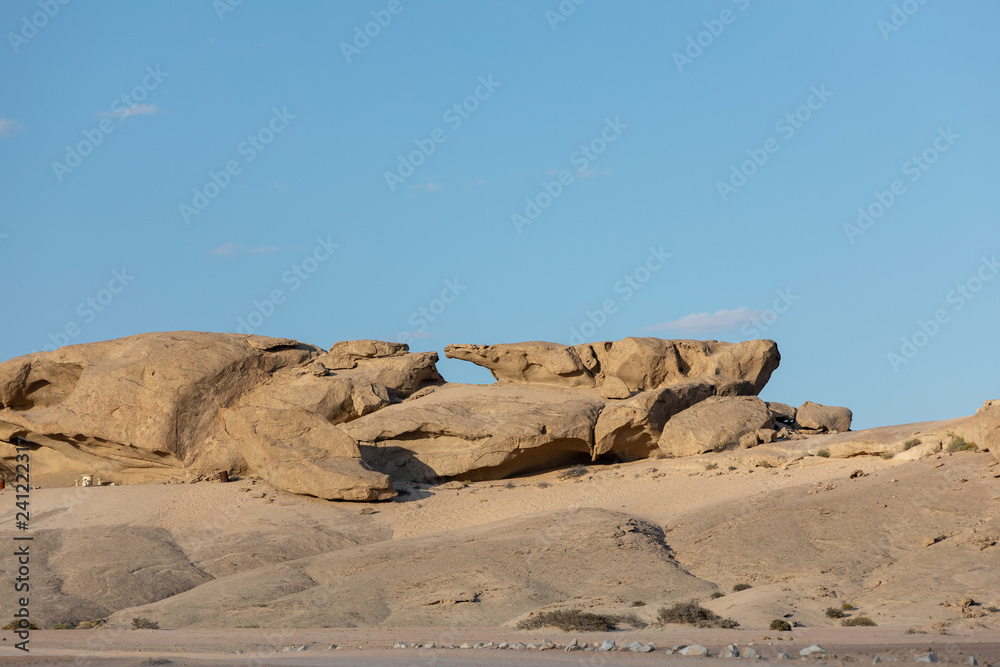 Rock formation Vogelfederberg in Namibia desert in sunset, Namib desert landscape, Namibia, Africa 