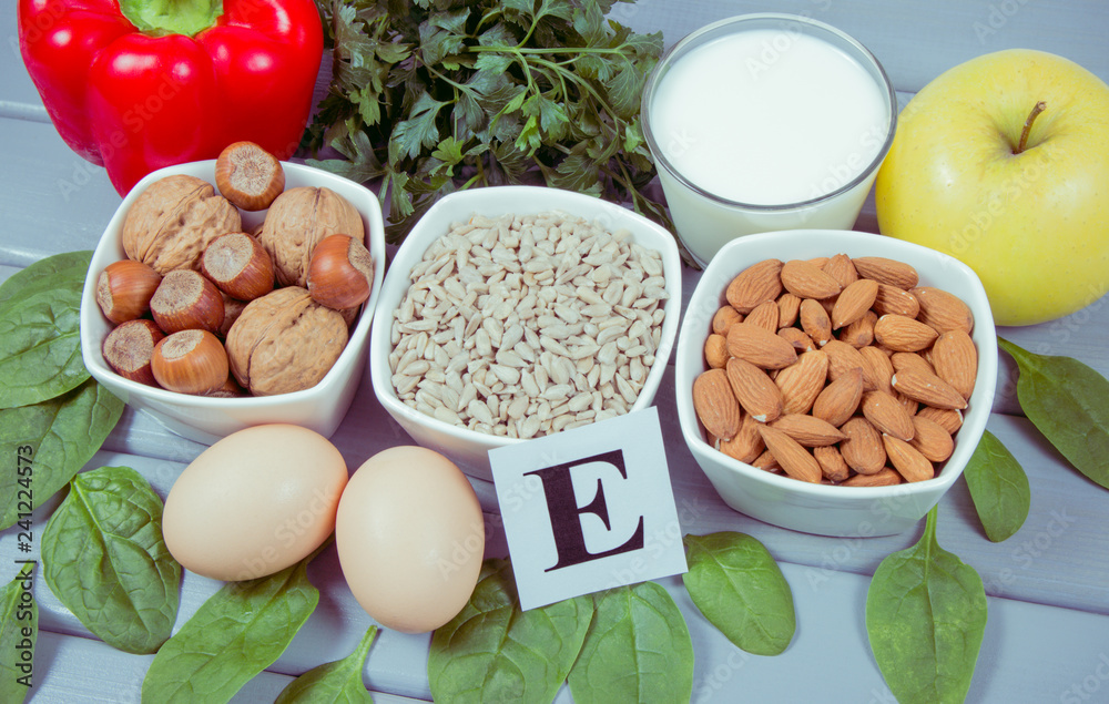 The ingredients of the dishes containing vitamin E. A healthy diet. The ingredients of the dishes containing vitamin E. A healthy diet.