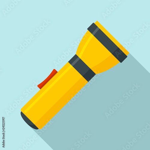 Yellow flashlight icon. Flat illustration of yellow flashlight vector icon for web design photo